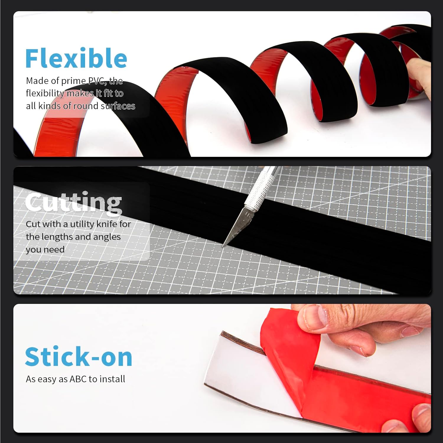 Detalle 2 de Art3d self-adhesive vinyl floor transition strip (10 ft, 1.57in) for laminate, tiles & carpet edges