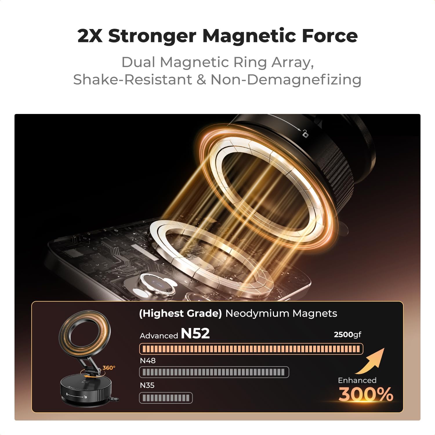 Thumbnail 1 de K&F CONCEPT Magnetic Car Phone Holder with 360° Rotatable Mount