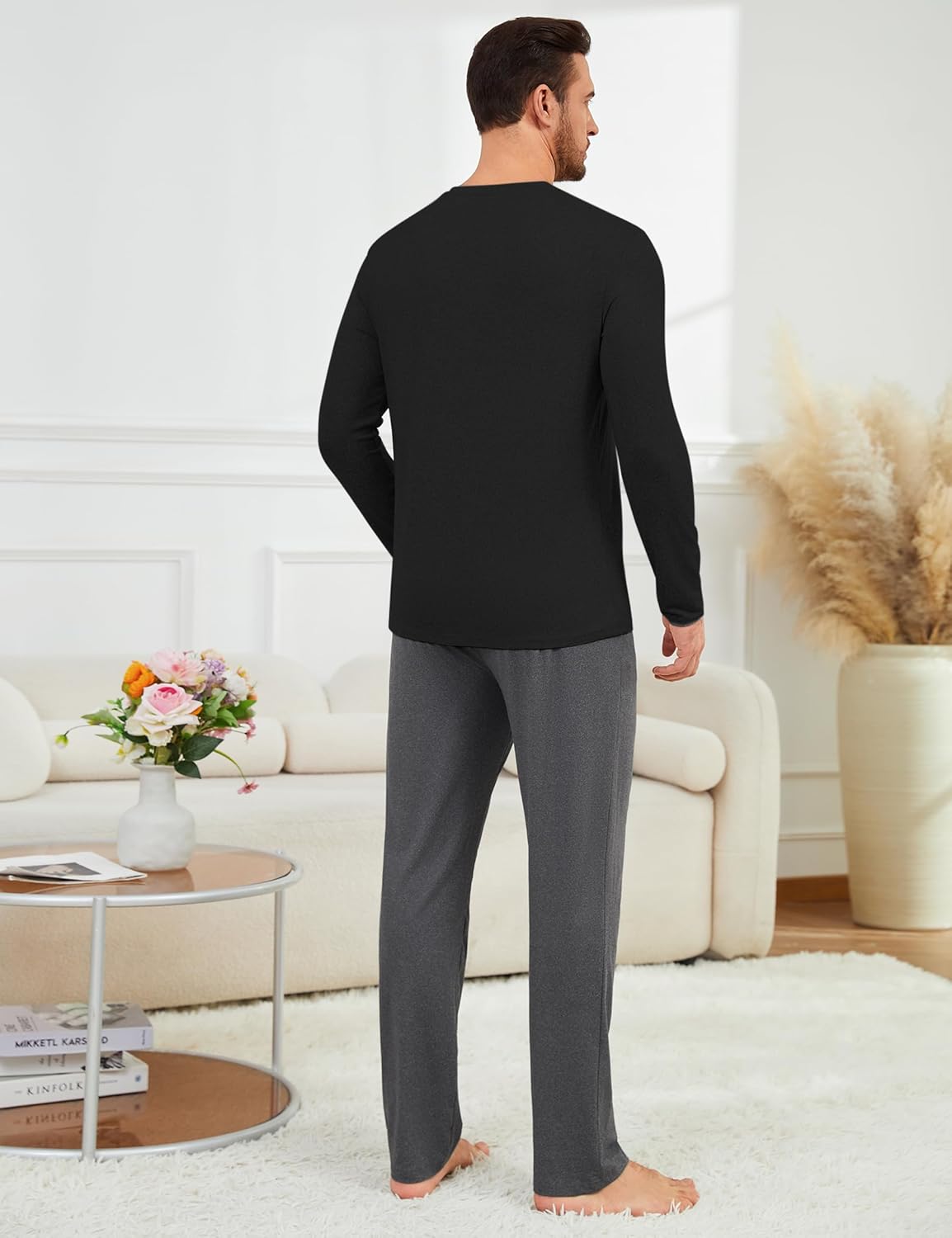 Thumbnail 2 de Uniexcosm Pyjama Homme Hiver en Coton – Ensemble 2 pièces à boutons