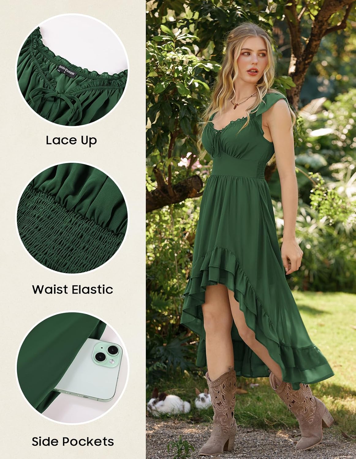 Detalle de Scarlet Darkness SL0023S26 Renaissance Corset Dress, Chiffon High-Low Hem