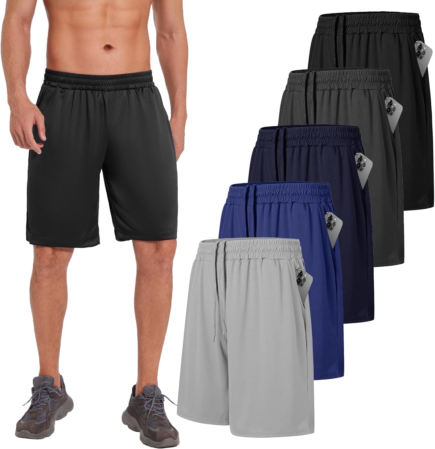 Thumbnail 6 de AKKQHH 5er-Pack Sporthose Herren – Kurz, atmungsaktiv, mit Taschen