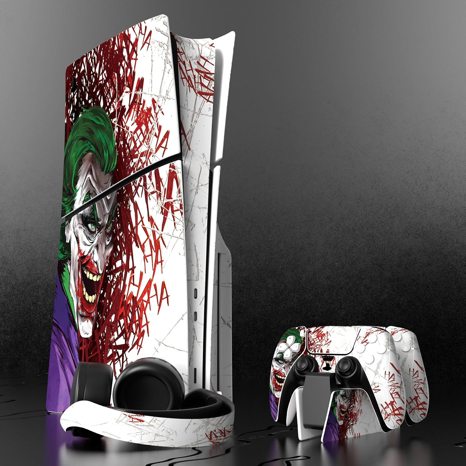 Thumbnail 4 de playvital Full Set Skin Sticker for PS5 Slim Disc Edition (new smaller design) – Clown Hahaha vinyl decal set