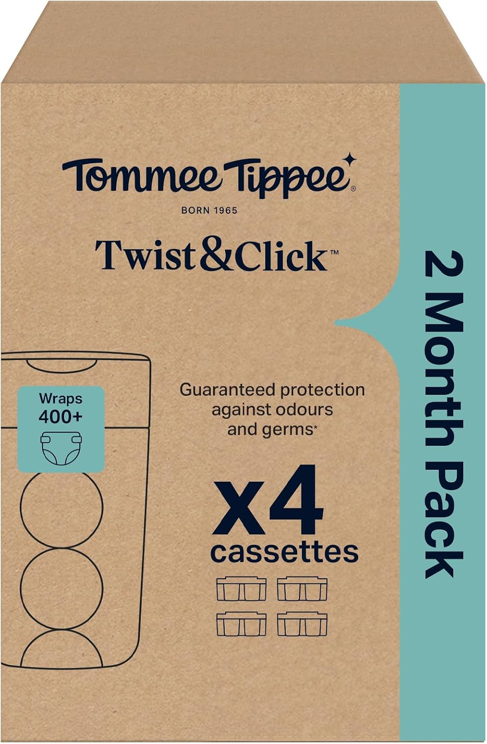 Thumbnail 1 de Tommee Tippee Twist & Click Nappy Bin Refill Cassettes (Pack of 4)