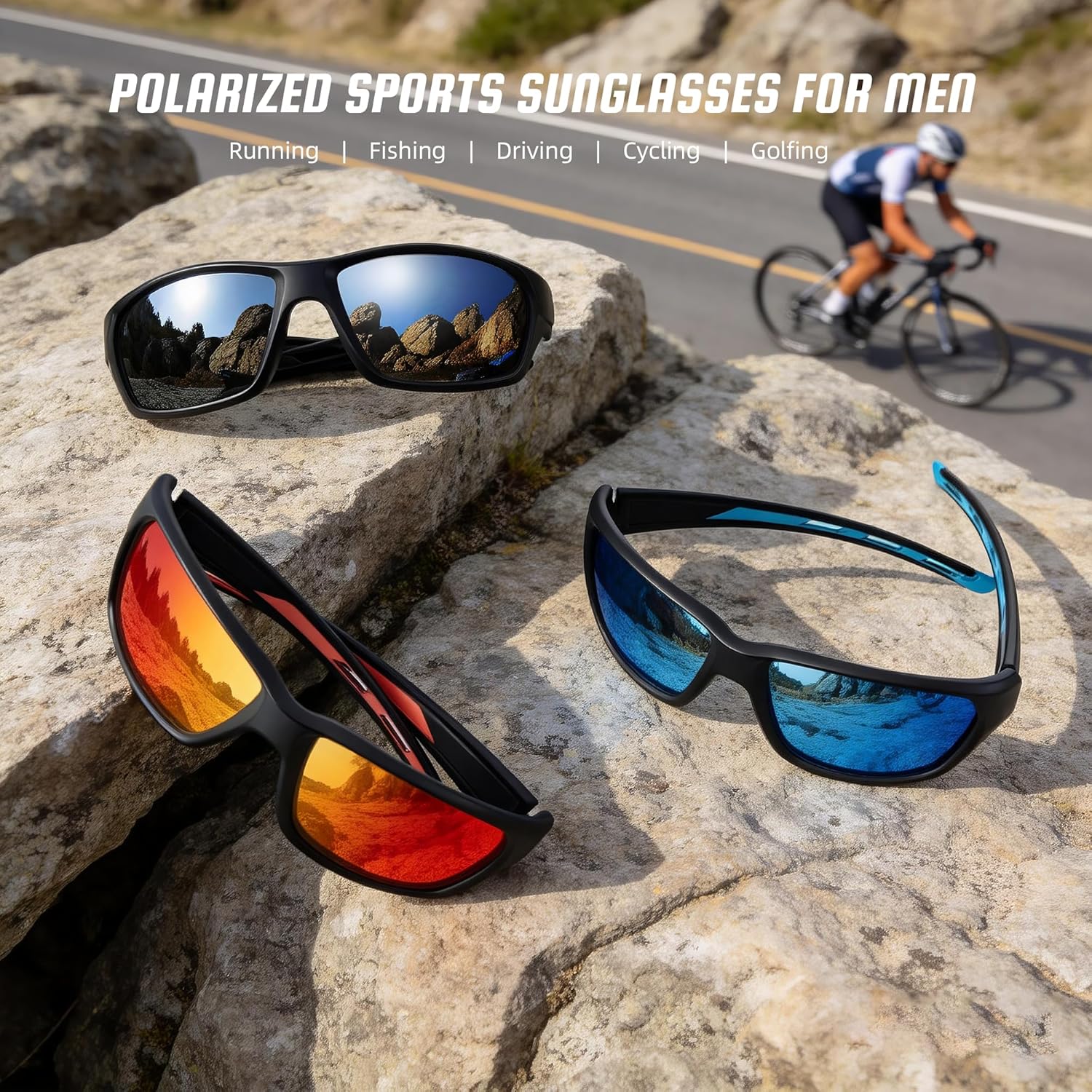 Detalle de XVXV Sports Polarized Sunglasses for Men with UV Protection — Lightweight TAC Lenses & All‑In‑One Kit