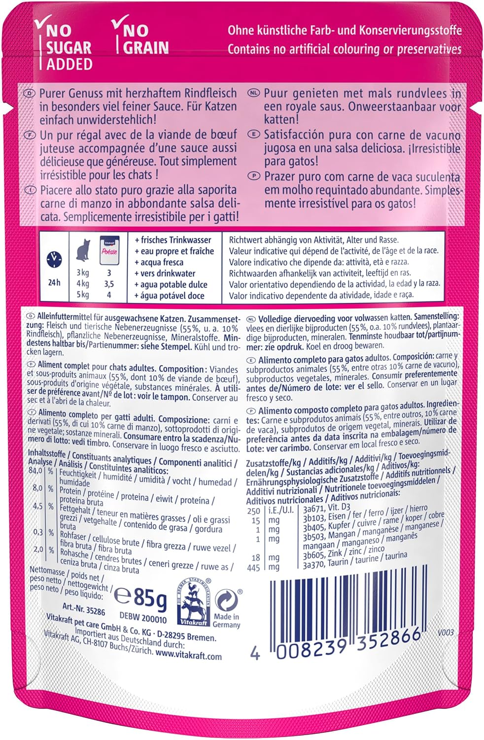 Thumbnail 6 de Vitakraft Poésie Délice Nassfutter Katze in Sauce mit Rind – Vorratspackung (23x85 g)