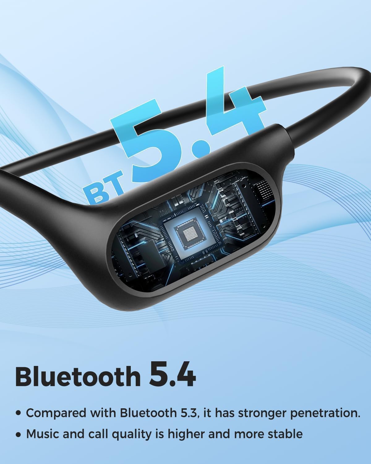Detalle de CQWEIC Bone Conduction Headphones: Open-Ear Safety, IPX8 Waterproof, with Built-in MP3 and 32GB