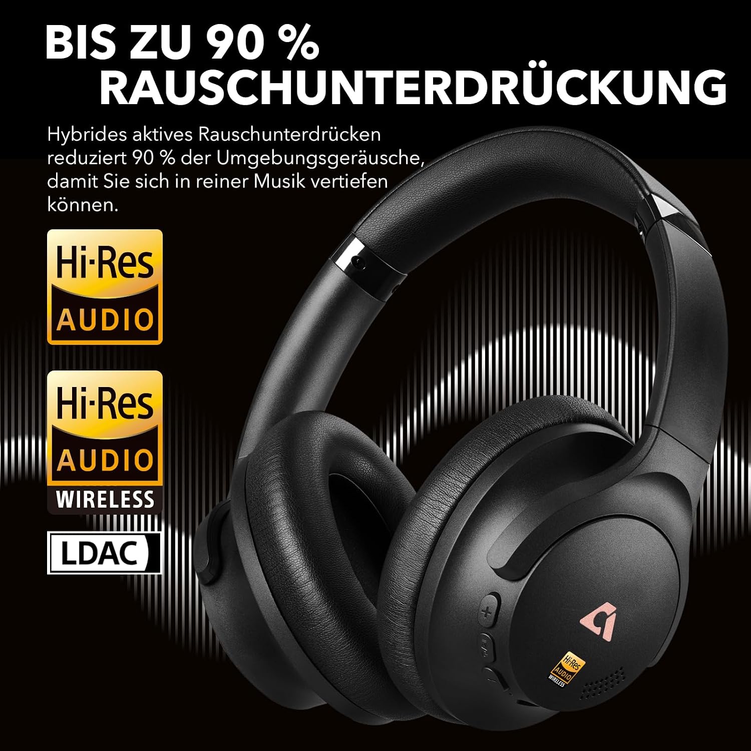 Detalle 2 de 1Mii Y8+ Hybrid ANC Over‑Ear Kopfhörer – LDAC, 100 Std. Akku, App‑EQ, Bluetooth 6.0, faltbar