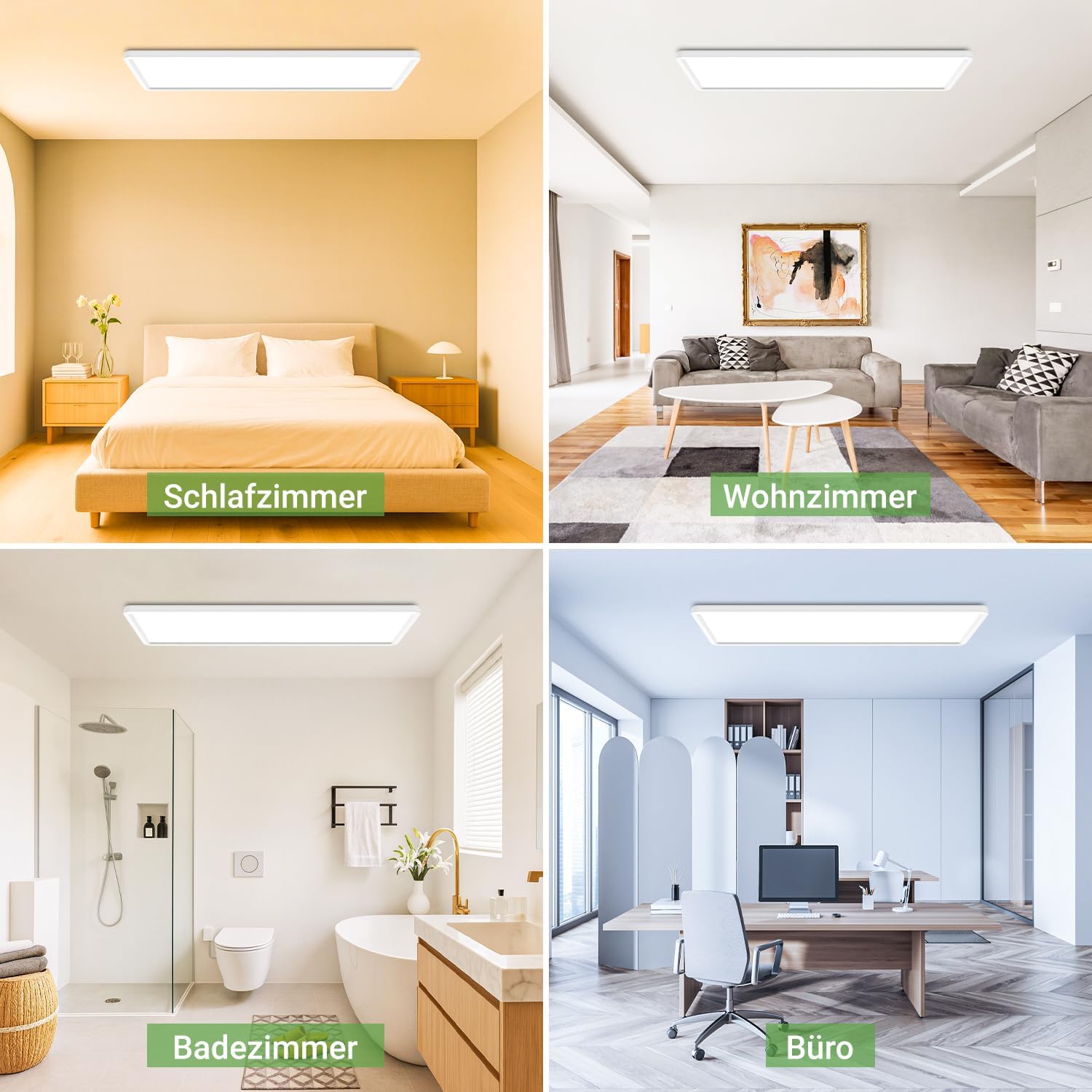 Thumbnail 6 de zemty LED Panel Deckenleuchte 58x20 cm – dimmbar, Fernbedienung, 3000–6500K, 3500 lm, IP44
