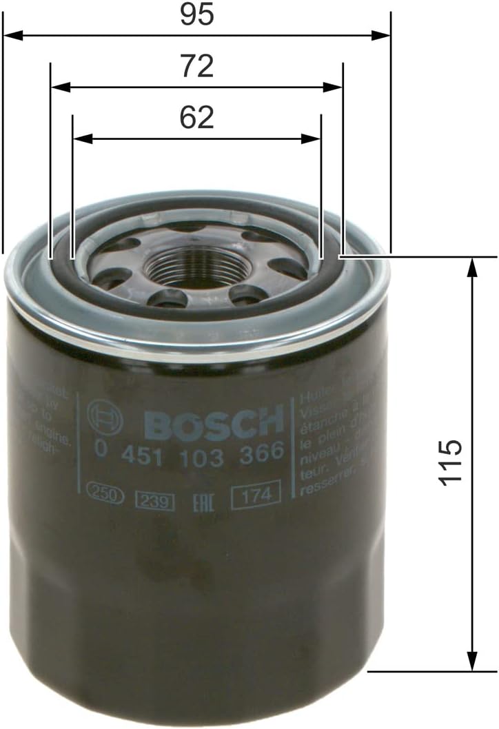Detalle 2 de Filtre à huile Bosch P3366 pour auto