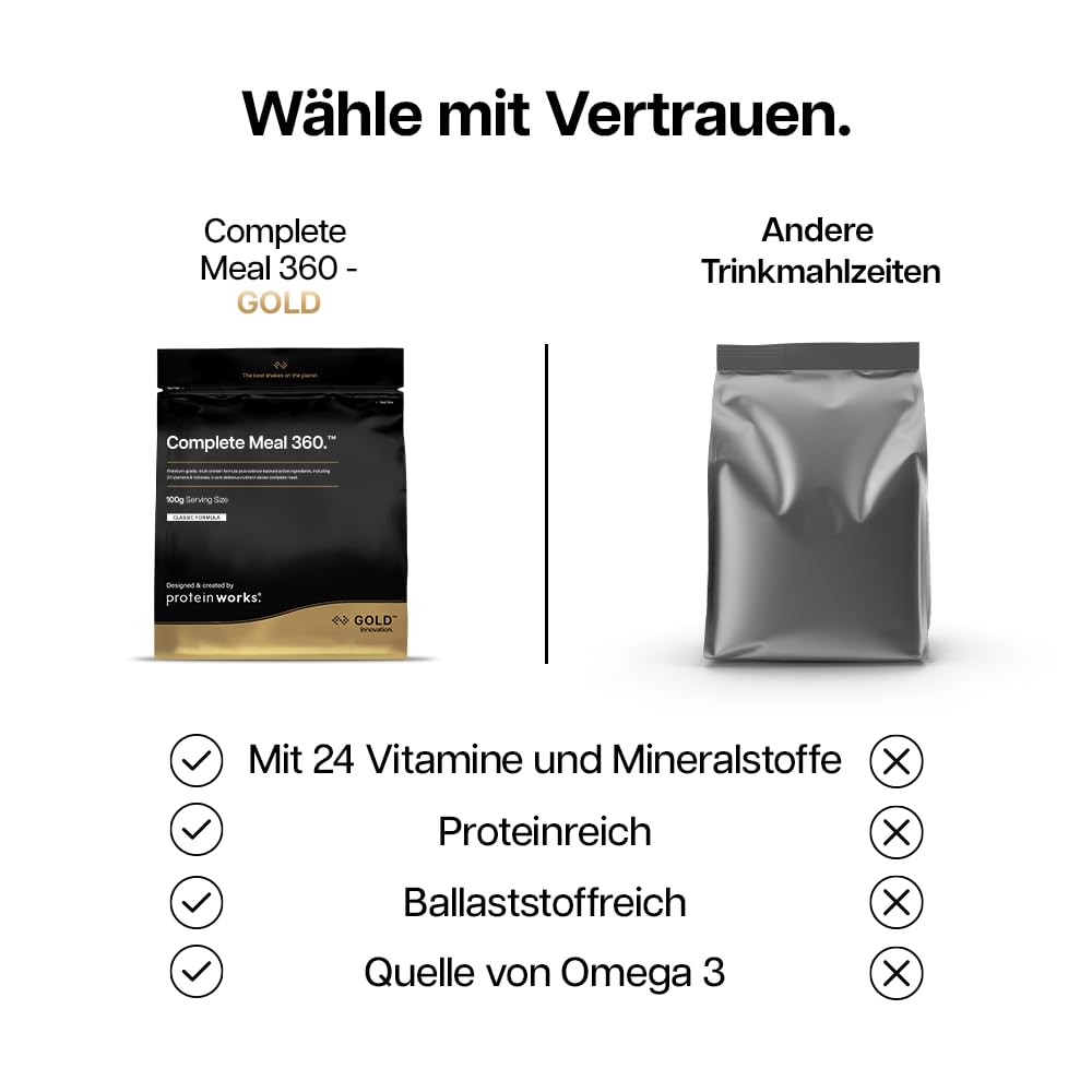Detalle de Protein Works Complete Meal 360 GOLD Innovation – Mahlzeitenersatz Shake mit 30 g Protein, Vanillecreme, 500 g