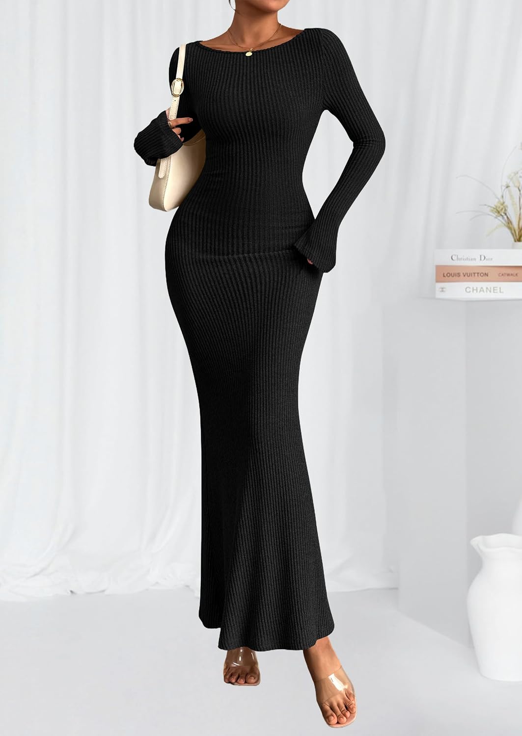 Detalle 2 de PRETTYGARDEN Long Sleeve Maxi Dress XS-XXL