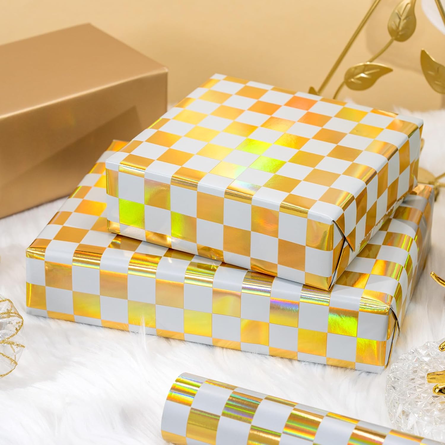 Thumbnail 6 de MAYPLUSS Gingham Wrapping Paper, 17 in x 33 ft