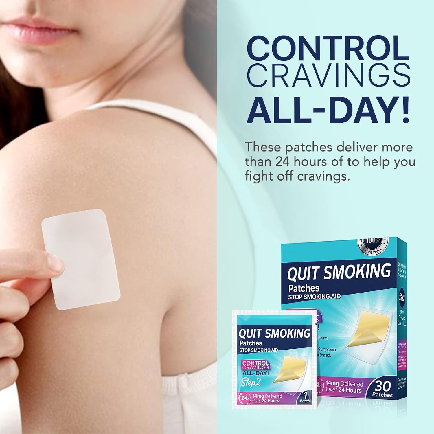 Detalle 1 de Valleylux Step 2 Nicotine Patches, 14 mg Over 24 Hours, 30 Count