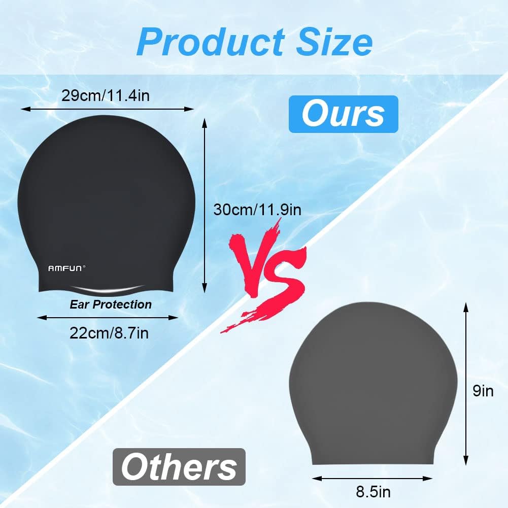 Detalle de AMFUN Silicone swim cap with ear covers