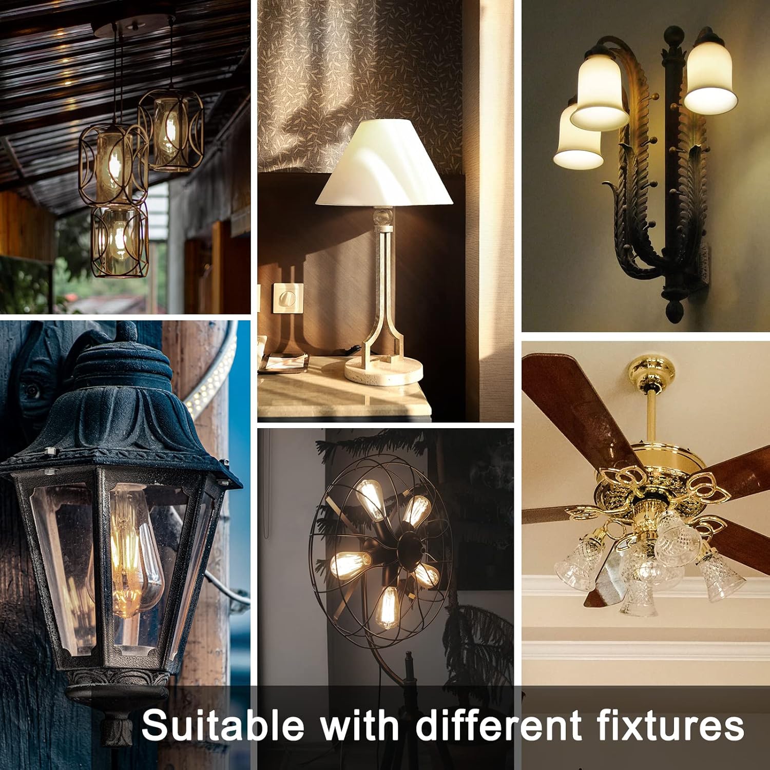 Detalle de TJOY 12-Pack Vintage ST58 LED Edison Bulbs (8W, E26) — Dimmable 2700K Warm White, CRI 80+