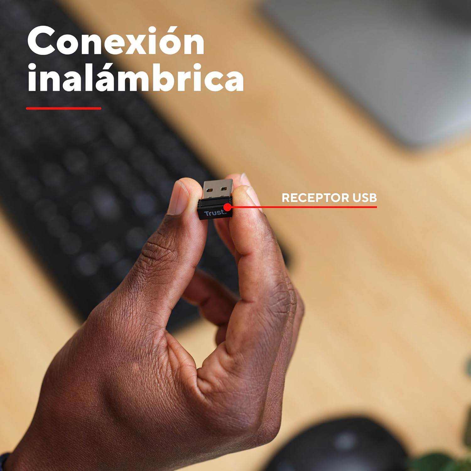 Thumbnail 3 de Trust ODY II Teclado Inalámbrico Silencioso QWERTY Español, Teclas de Perfil Bajo, Resistente a los Vertidos, Microrreceptor USB 2.4GHz, Wireless Keyboard para Windows Mac PC Ordenador Portátil