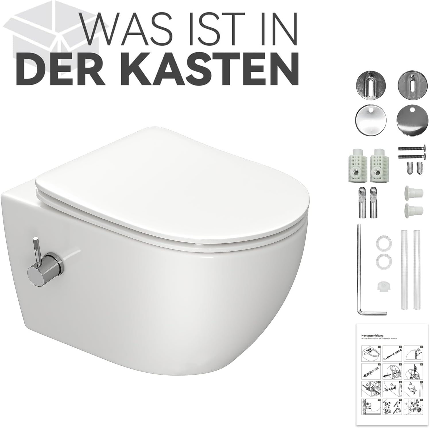 Thumbnail 5 de Taharet Dusch-WC mit integrierter Düse & Bidet-Funktion (hängendes WC, Nanobeschichtung, Soft-Close, 53×36×35 cm) – nur Kaltwasser