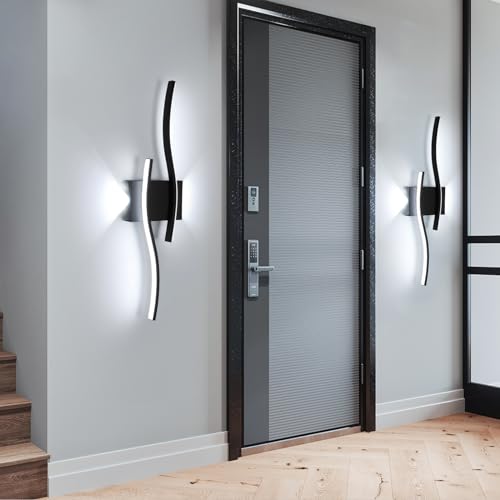 Detalle de Comely Aplique Pared Interior LED 20 W | 2250 lm, Negro | Luz Blanca Fría 6500K, 60 cm