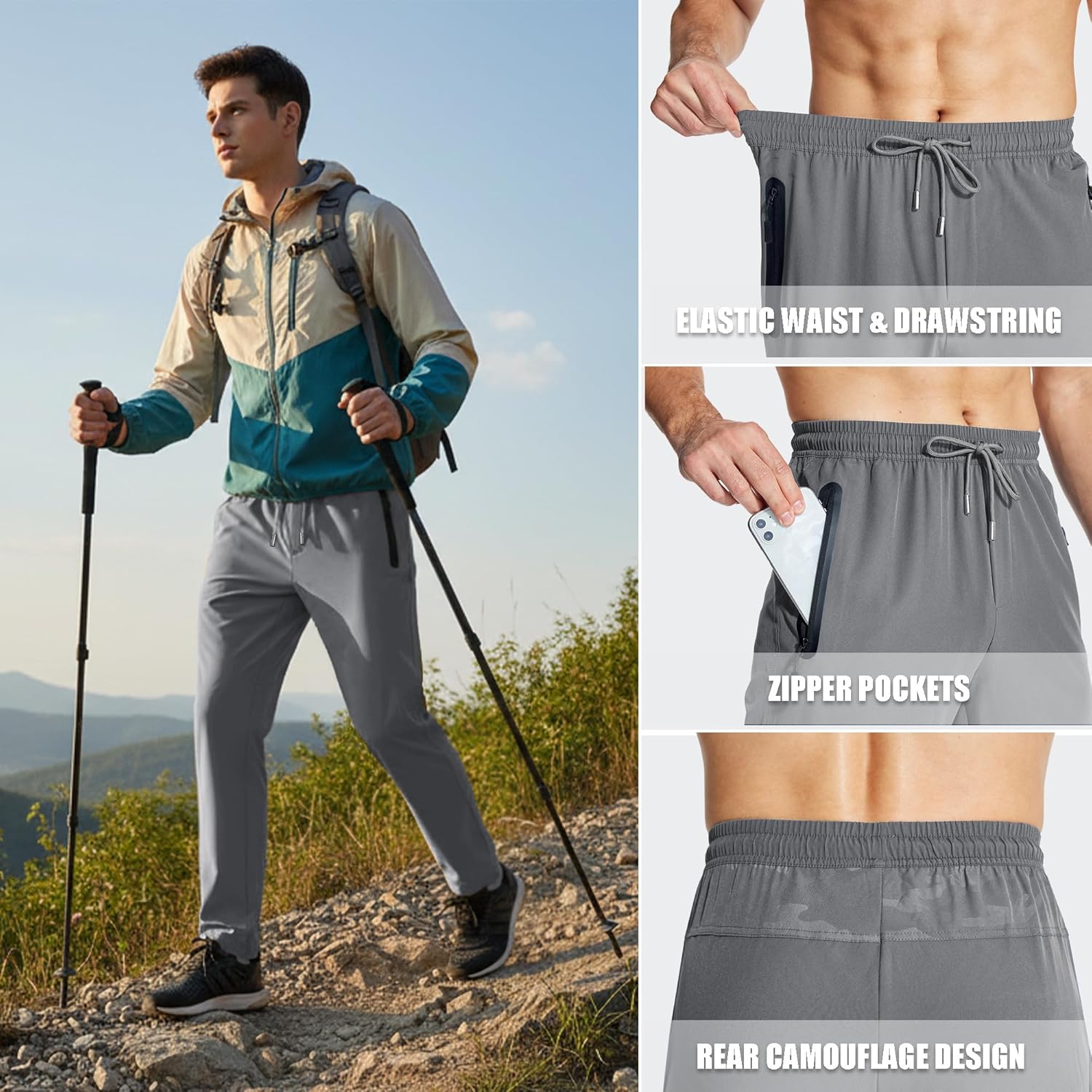 Thumbnail 3 de MAGCOMSEN Men's Lightweight Tracksuit Bottoms with Zip Pockets