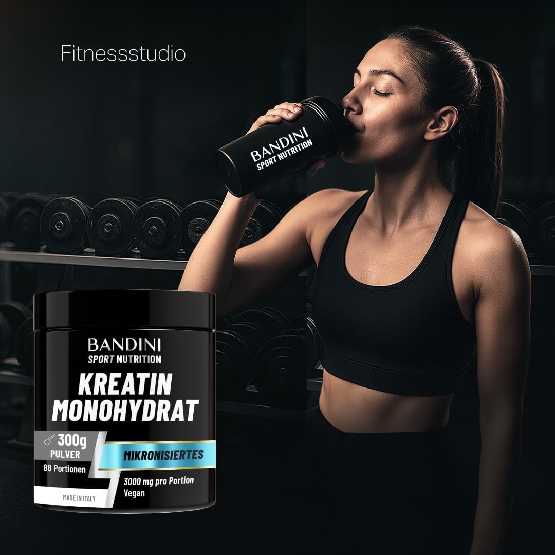 Detalle 2 de BANDINI Creatin Monohydrat 300 g (88 Portionen) – 3.000 mg pro Dosis, mikrofein & geschmacklos
