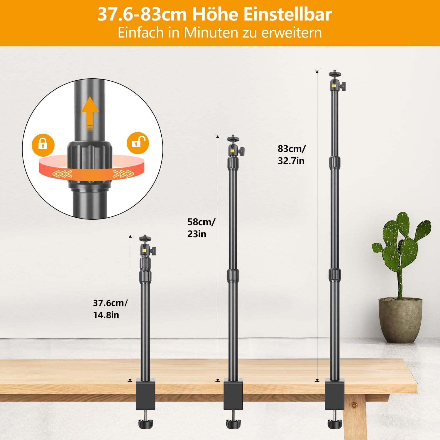 Thumbnail 1 de JEBUTU Kamera-Tischstativ 83 cm Lichtstativ