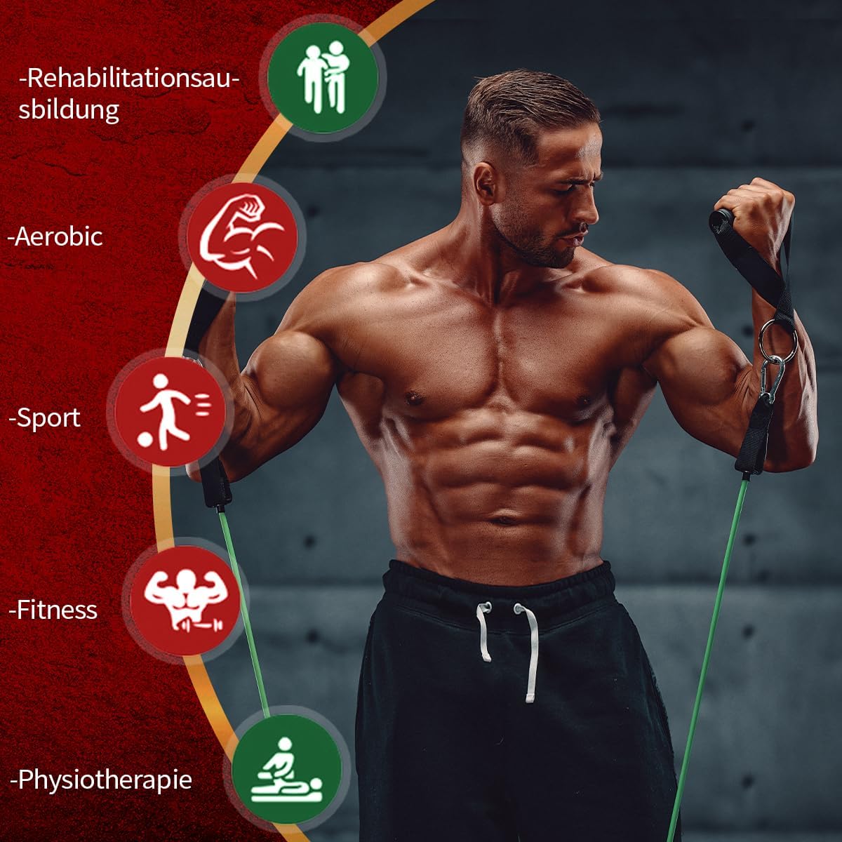 Thumbnail 5 de VEICK Widerstandsbänder-Set (5er) mit Griffen, Knöchelriemen und Türanker – Trainingsbänder fürs Heimtraining