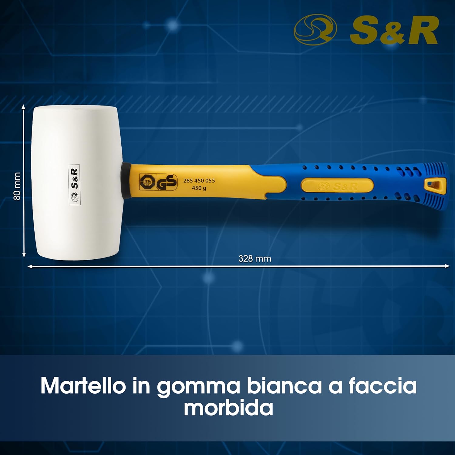 Thumbnail 1 de S&R Martello in gomma bianca 450 g – 55 mm: precisione e protezione per lavori delicati