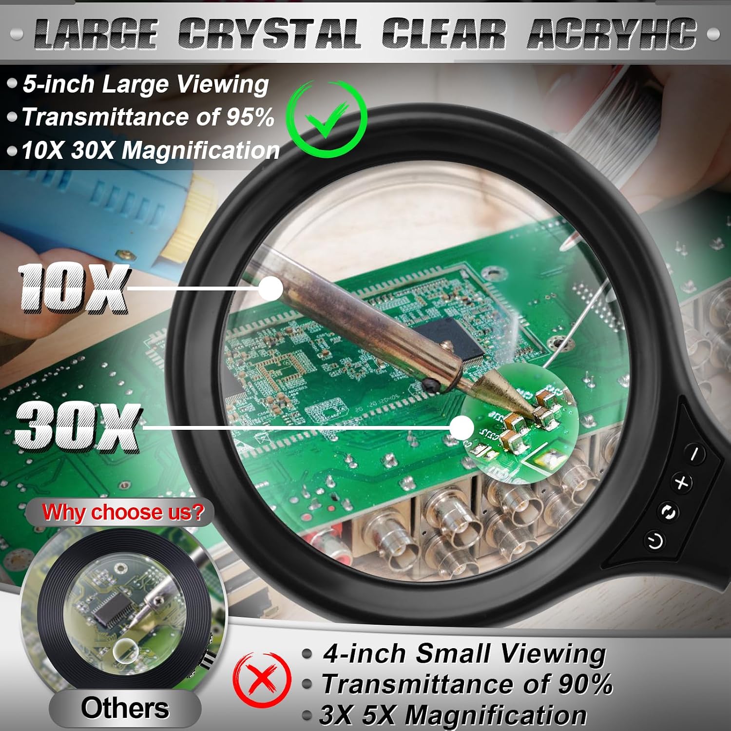 Detalle 2 de NZQXJXZ Lighted Magnifying Glass 5-inch