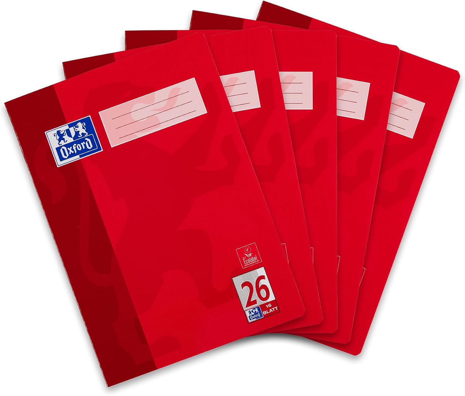 Detalle de Oxford Schulheft A4, 16 Blatt, Lineatur 26, kariert, 5er Pack – robust, hochwertig und umweltzertifiziert