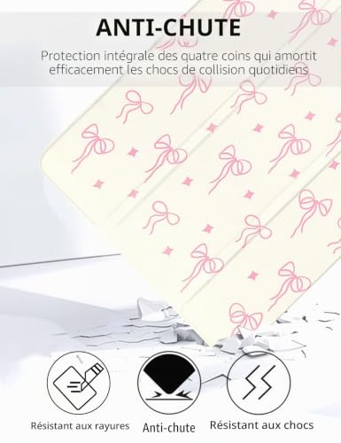 Thumbnail 2 de Fycyko Étui pour iPad (A16) 11e Génération et iPad 10e Génération – Motif Rose Nœud avec Porte-Crayon