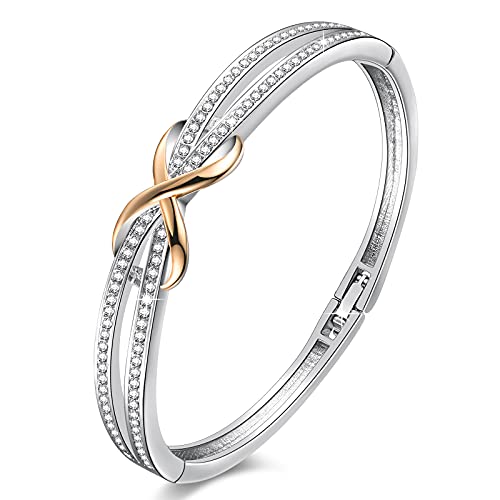 Detalle de Angelady Infinity Bracelet for Women – Rose Gold Plated 14K, Austria Crystal Detail