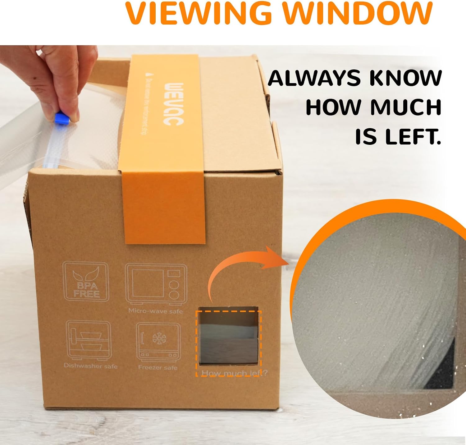 Detalle 2 de Wevac 6-inch x 150-foot Vacuum Seal Roll Keeper with Cutter, BPA-Free