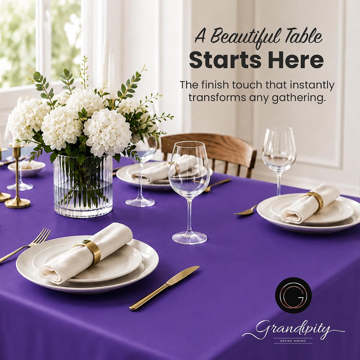Thumbnail 6 de Grandipity 6-Pack Disposable Plastic Tablecloths, Purple, 54 x 108 Inches