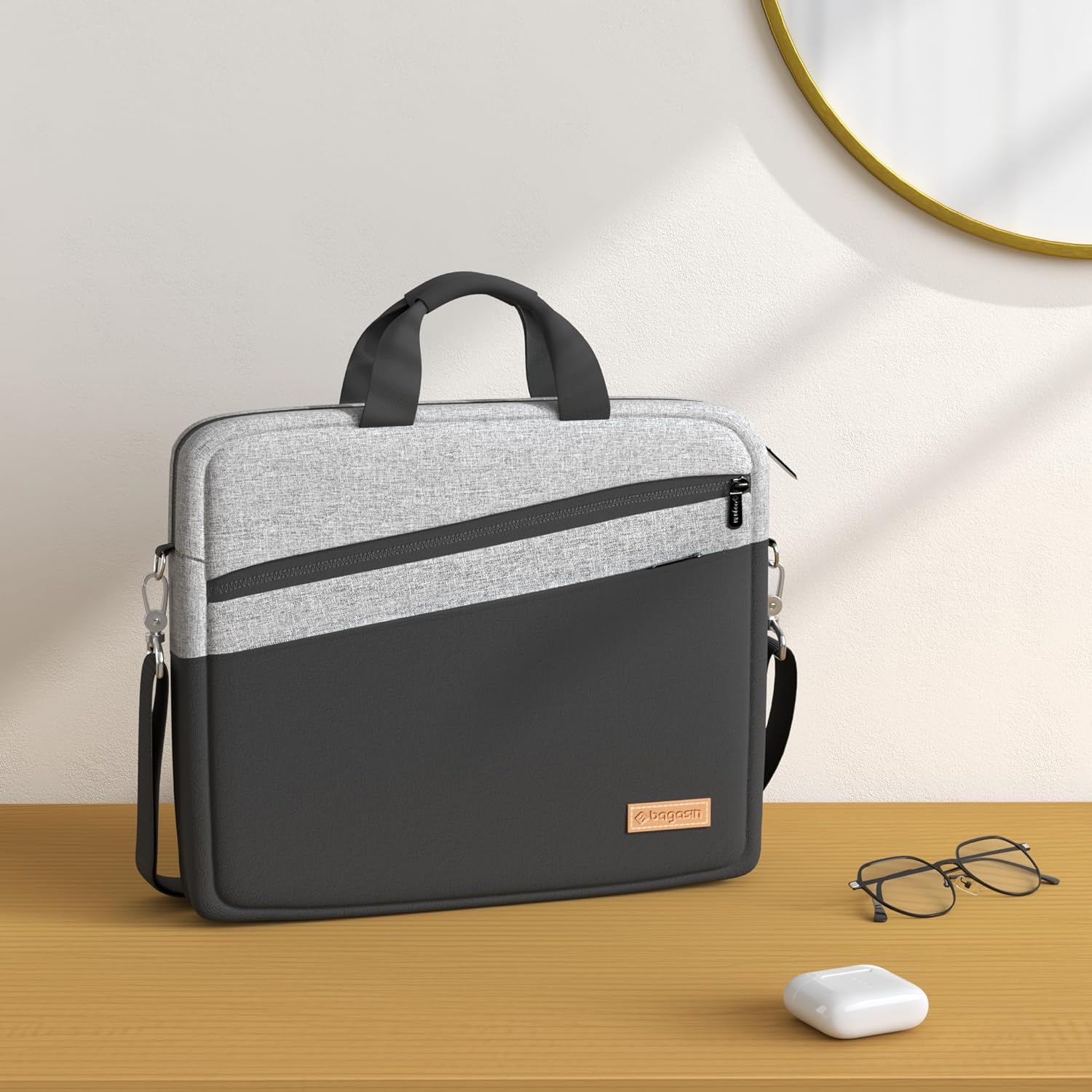 Detalle de Bagasin 15.6–17.3 inch Laptop Shoulder Bag with Water-Repellent Fabric & 4-Layer Protection