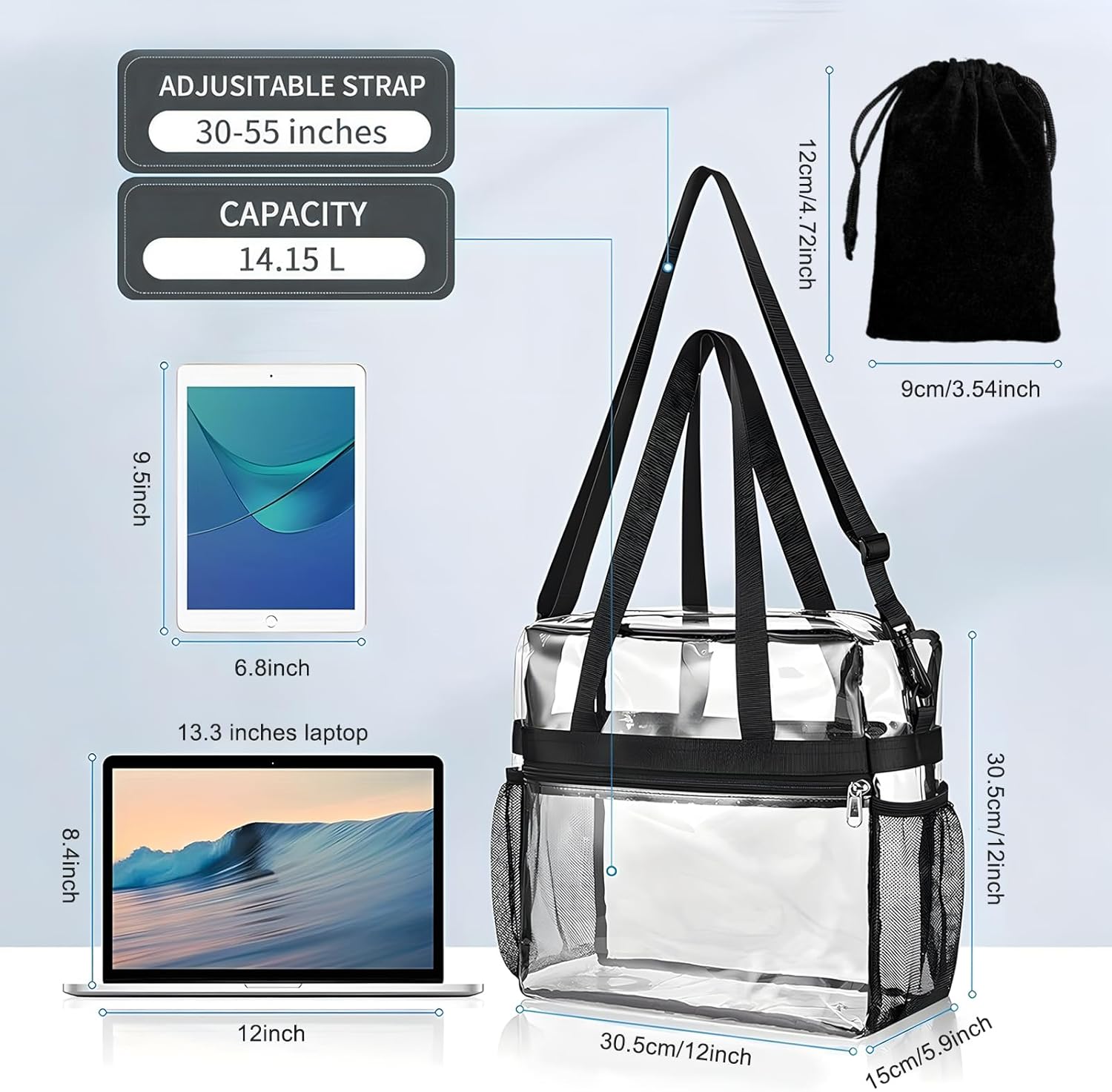 Thumbnail 4 de YancLife Clear Tote Bag: Waterproof Transparent PVC Cross-Body Bag for Everyday Use