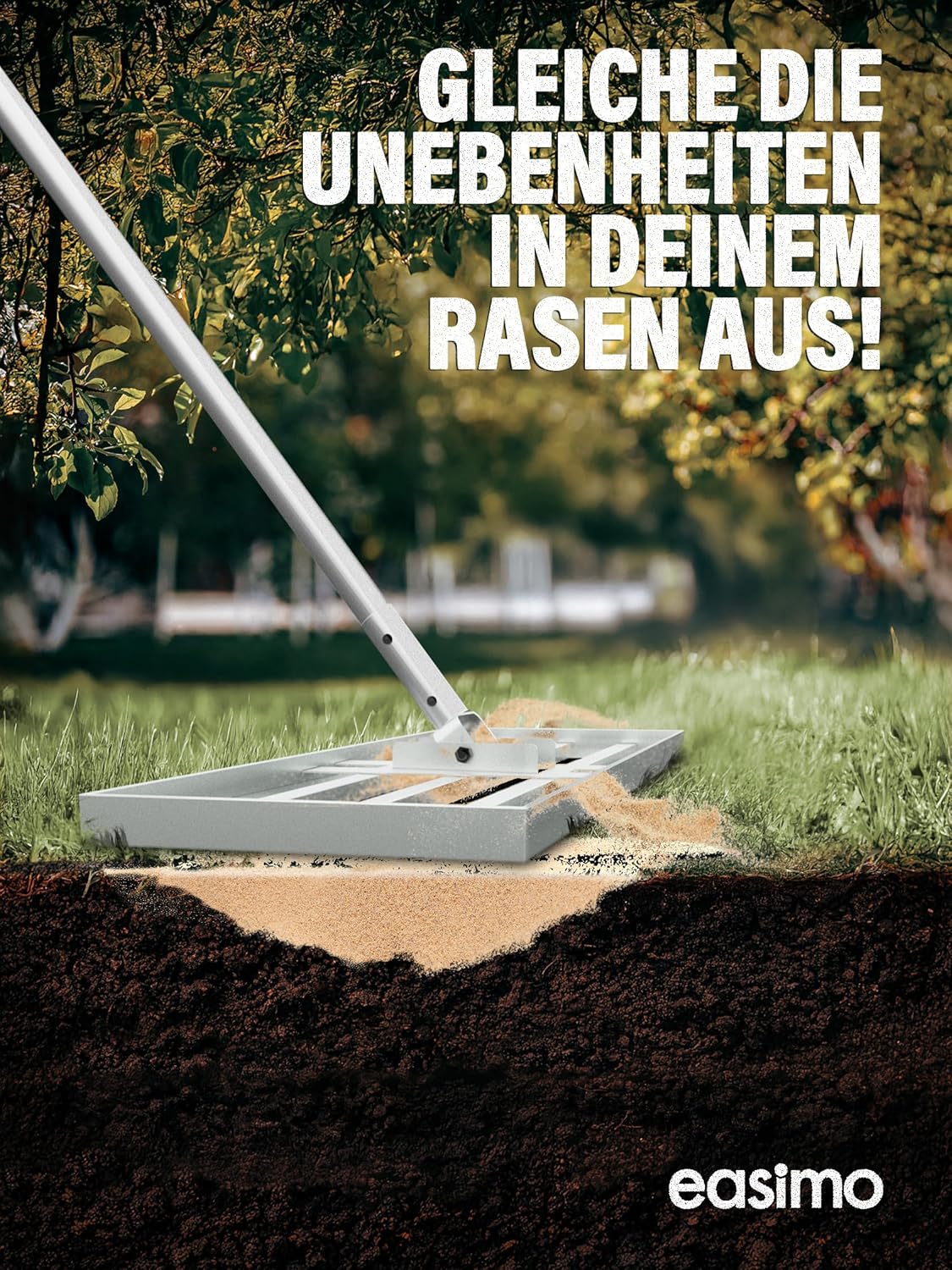 Detalle de easimo Rasen Rakel 80×30 cm – Hochwertige Stahlkonstruktion zur Bodenebenheit und Rasenpflege