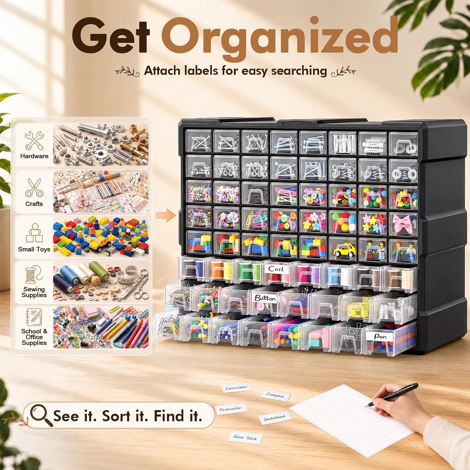 Detalle de Small Parts Organizer with 64 Drawers