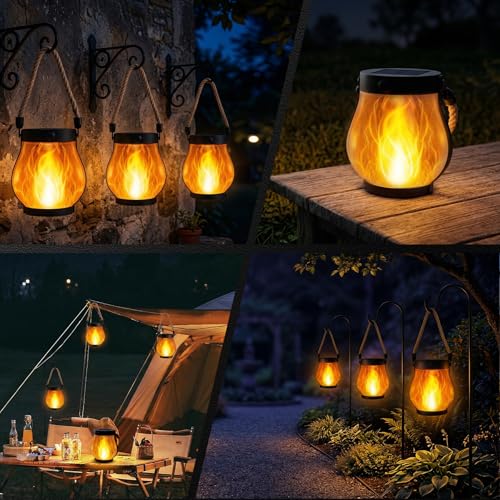 Thumbnail 5 de SLWOO Solarlampen für Außen – 2er-Set hängende Solar-Laternen mit Flamml ansehen