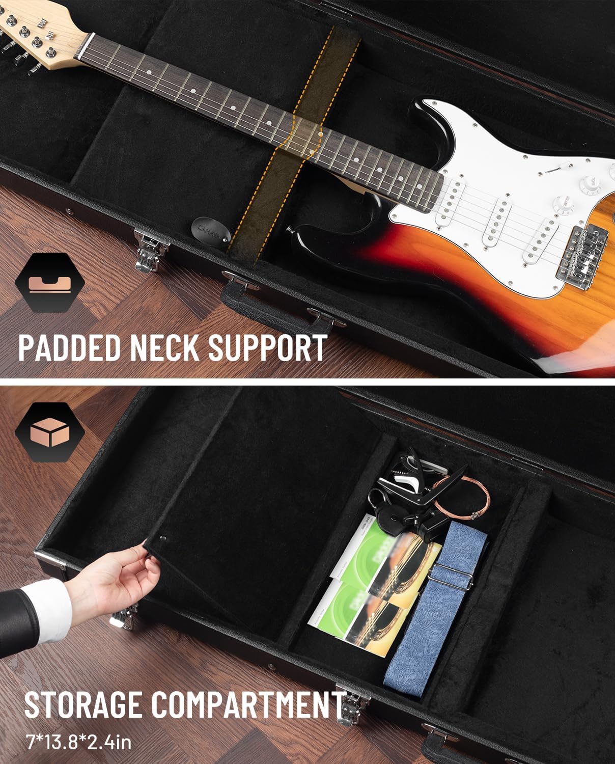 Detalle 1 de CAHAYA CY0209 Electric Guitar Hard Case, 4-Layer Padding, Lockable