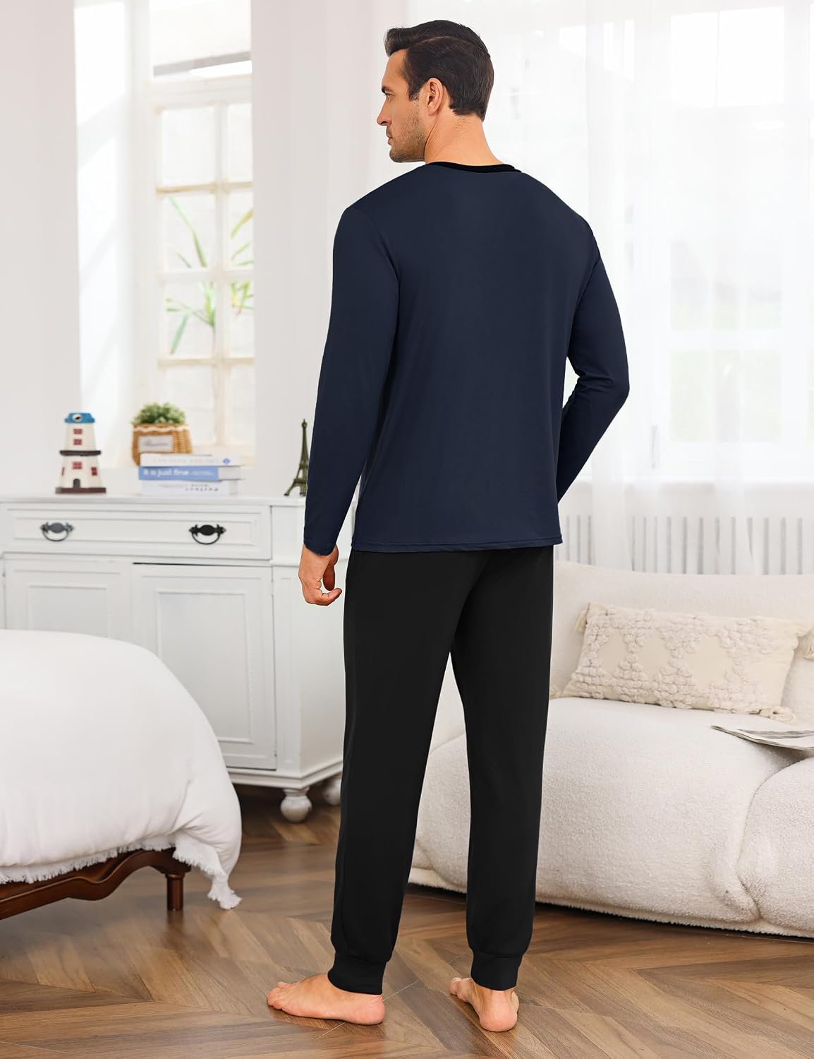 Thumbnail 4 de Ensemble pyjama homme d’hiver Marvmys en coton – col rond, manches longues, deux pièces S à 3XL