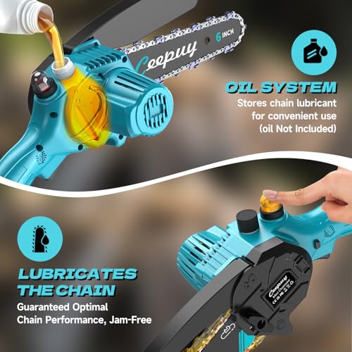 Thumbnail 5 de Mini motosierra a batería CEEPUY de 6 pulgadas (2×4000mAh) con engrase automático