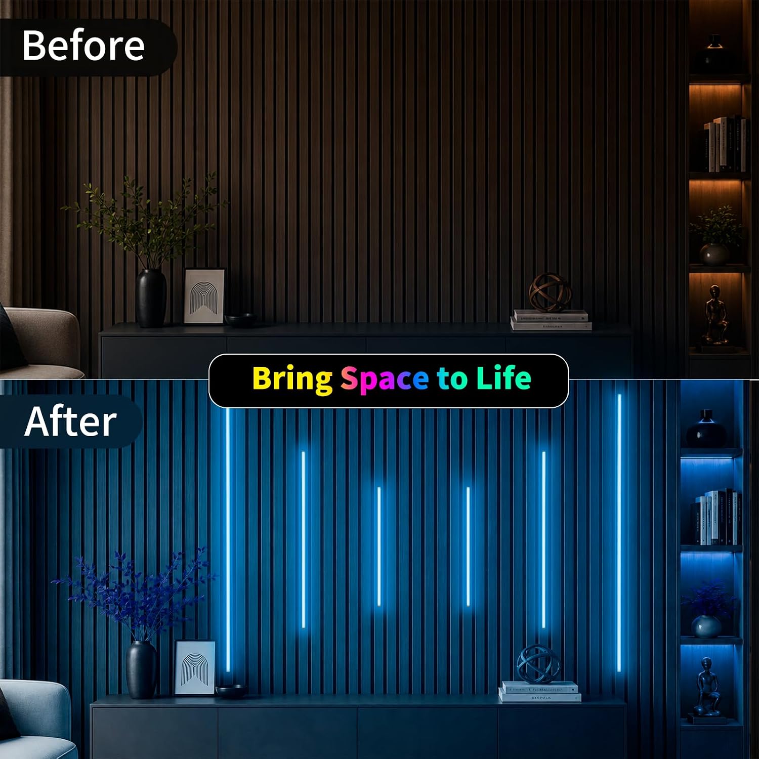 Detalle 2 de INCARLED INCAR-Wall-6pcs-RGB LED Wall Lights, 6-Piece Dimmable RGB Set