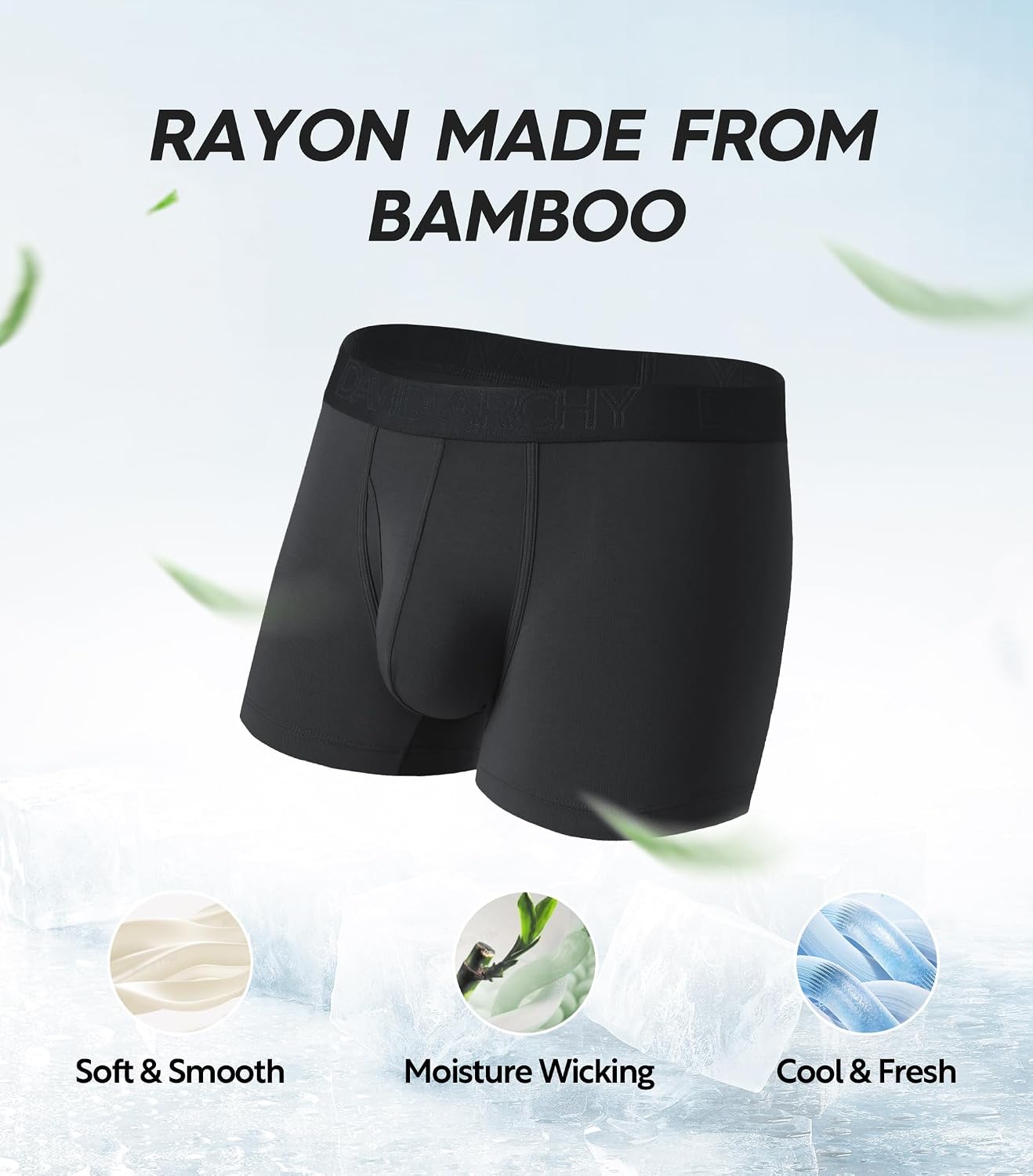 Detalle de DAVID ARCHY MDANK17 Men's Bamboo Rayon Boxer Briefs, Breathable Multipack