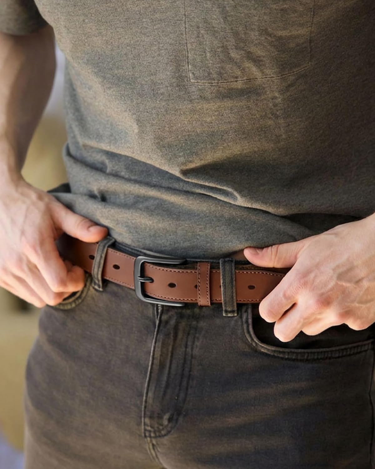 Detalle de CHAOREN Men's Leather Belt, 35 mm