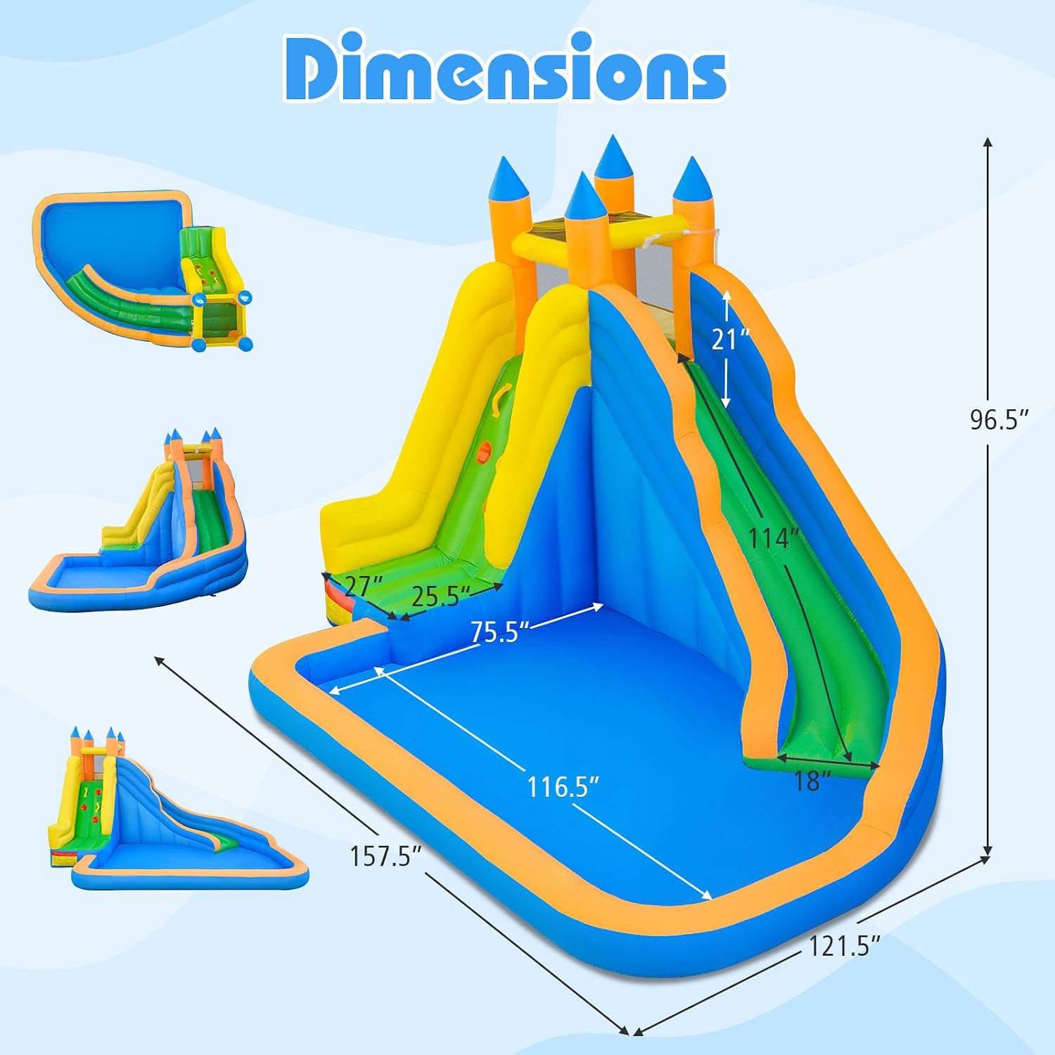 Detalle de Costzon Inflatable Water Slide: Giant Backyard Water Park with Climbing Wall and Splash Pool