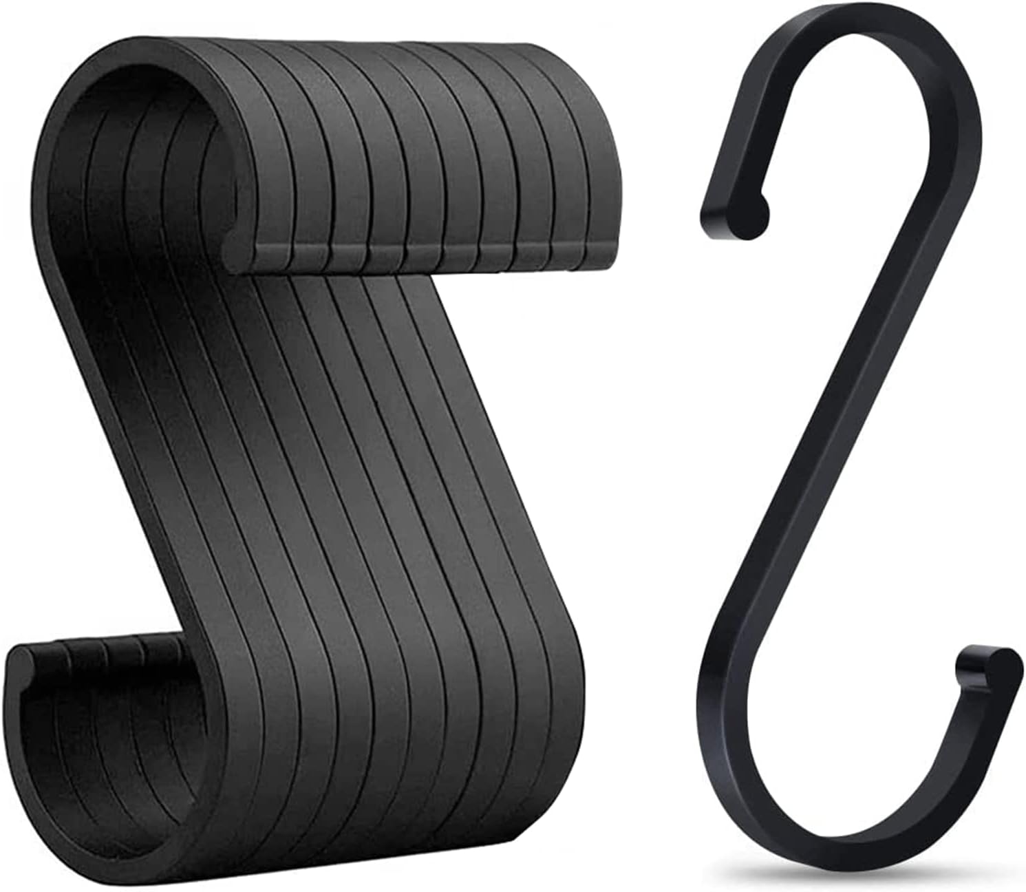 JeoPoom Ganci Multifunzione in Alluminio per Pentole, Abbigliamento e Bagno – Set da 10 pezzi neri