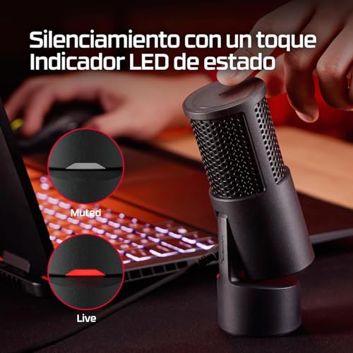 Detalle 2 de HyperX Solocast 2: micrófono USB cardioide para streaming y podcast en negro