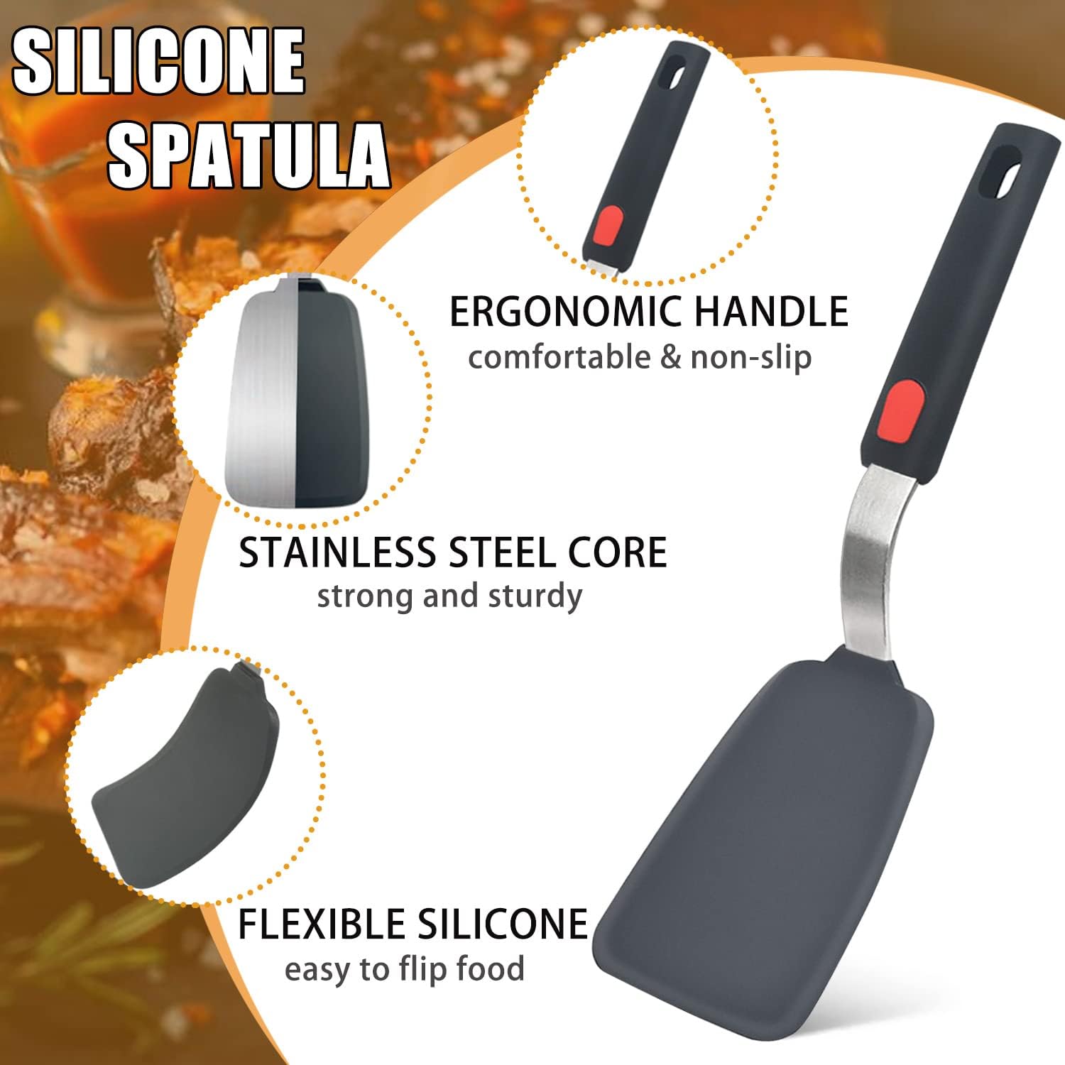 Thumbnail 3 de Beijiyi Silicone Spatula Turner Set of 3 — 600°F Heat Resistant, Nonstick-Safe, BPA Free