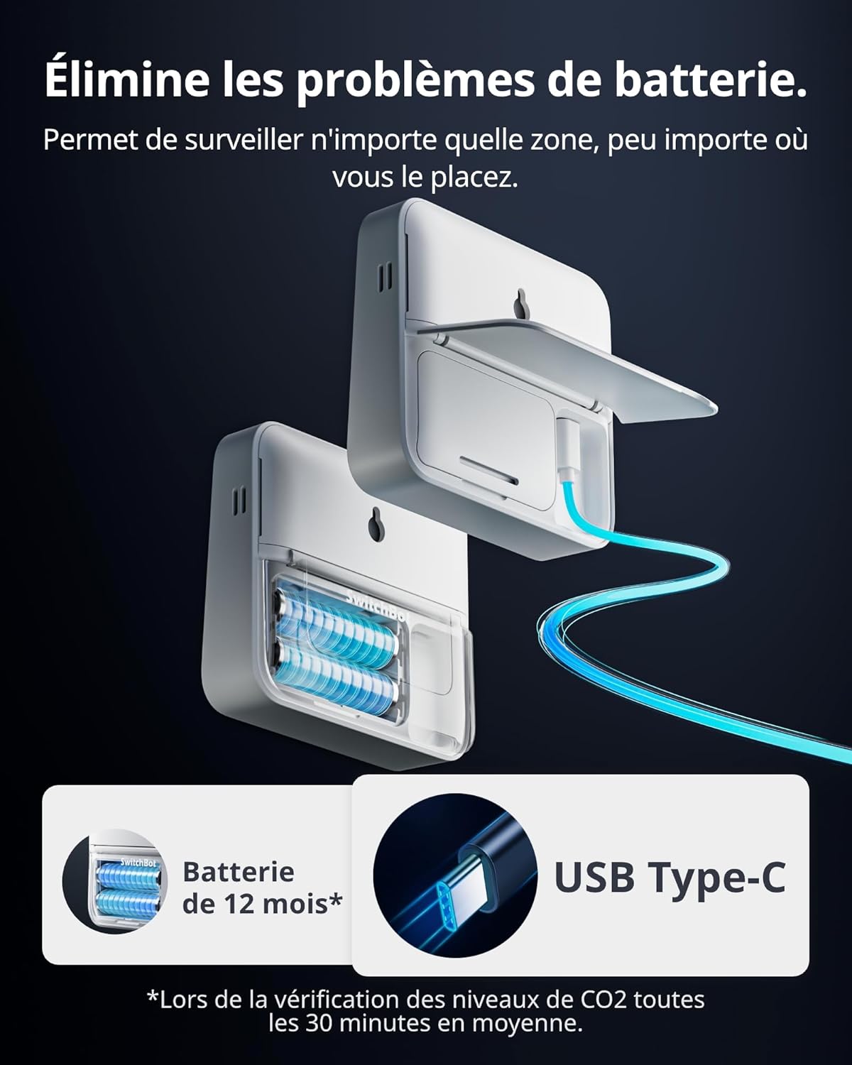 Thumbnail 6 de SwitchBot Détecteur de CO2 Bluetooth IP65 avec thermomètre et hygromètre intérieur – mesure précise et alarme