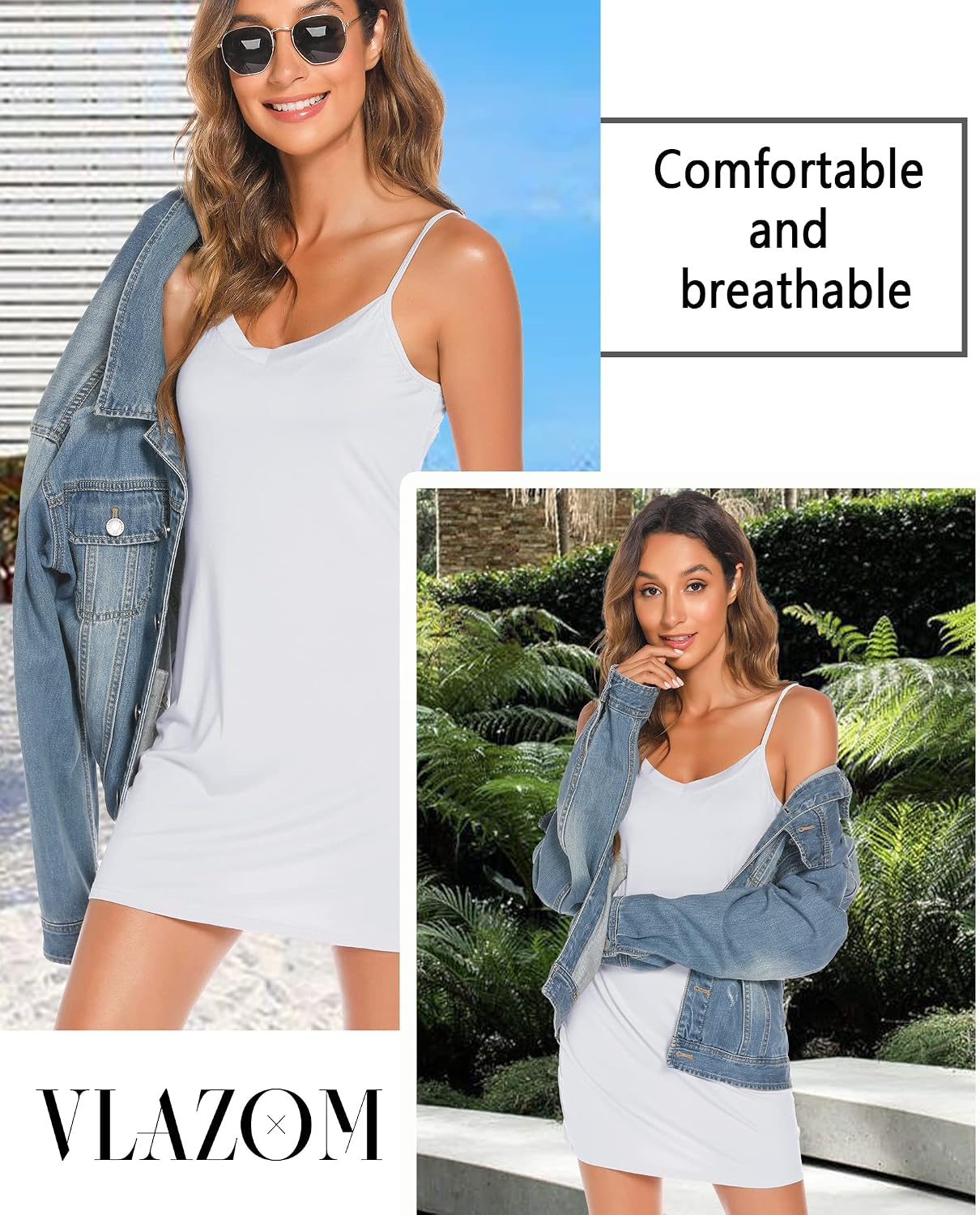 Detalle de Vlazom Women's Full Slips – Soft Modal Slip Dress with Adjustable Straps (UK 6–24)